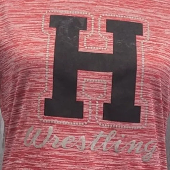 BAW Womens Small H Wrestling Dry Tek Long Sleeve Heathered Athletic Shirt - Picture 2 of 5